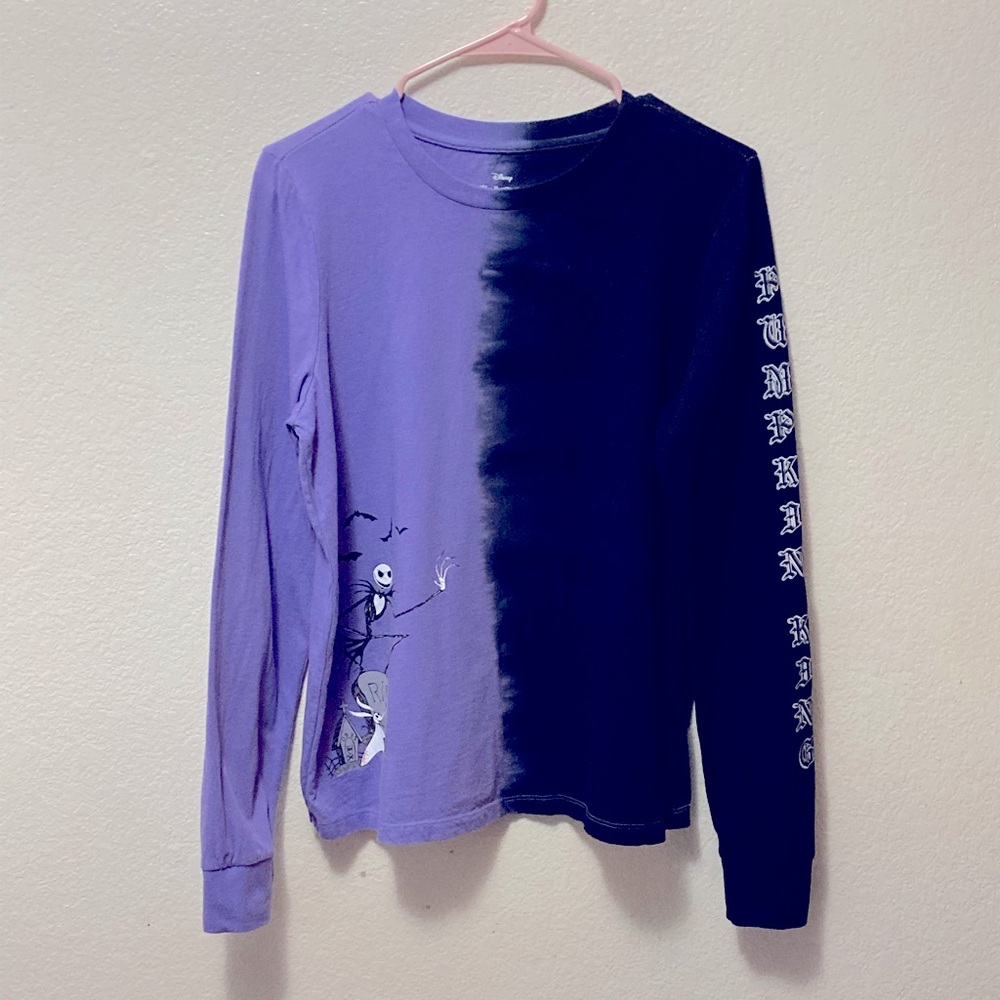 The Nightmare Before Christmas Halloween Purple & Black Ombré Long Sleeve Shirt!